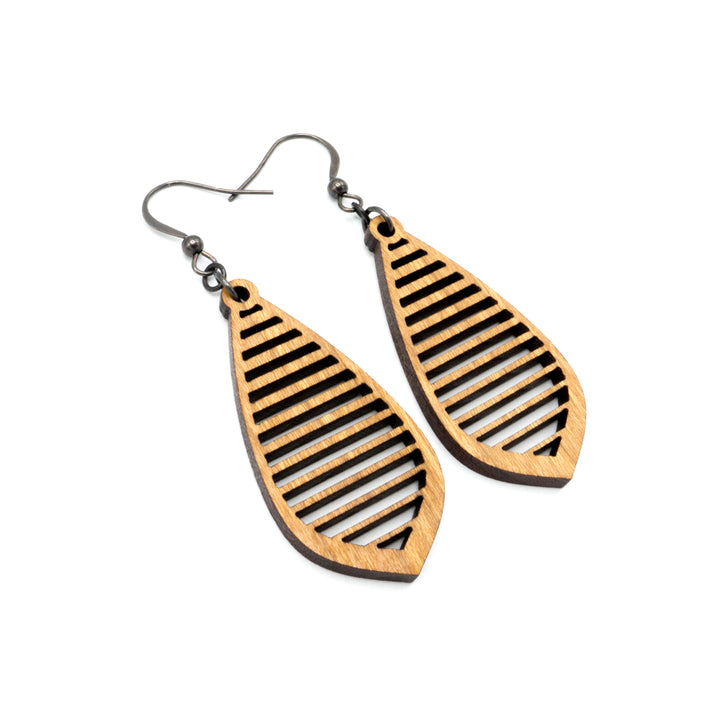 Gem Point 11 [S] // Wood Earrings - Cherry - LIGHT RAZOR DESIGN STUDIO