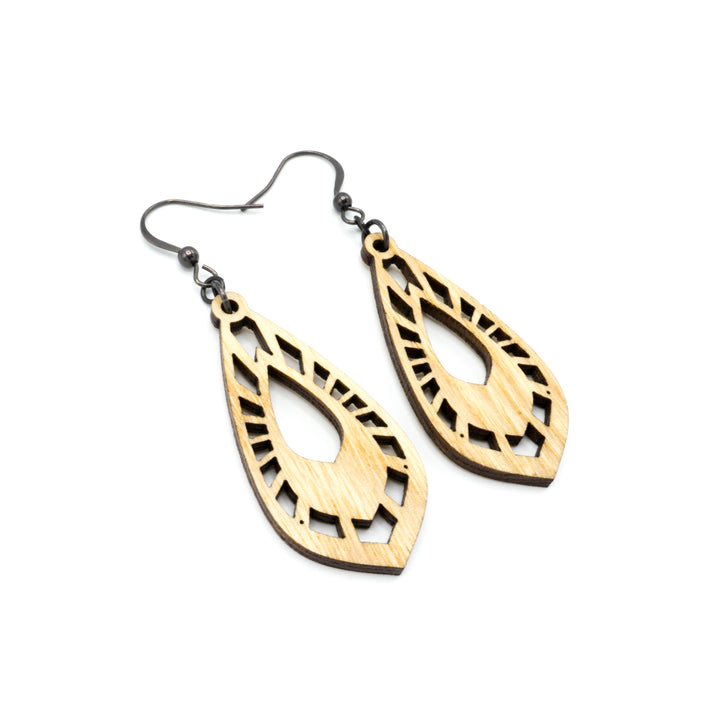 Gem Point 05 [S] // Wood Earrings - Ash - LIGHT RAZOR DESIGN STUDIO