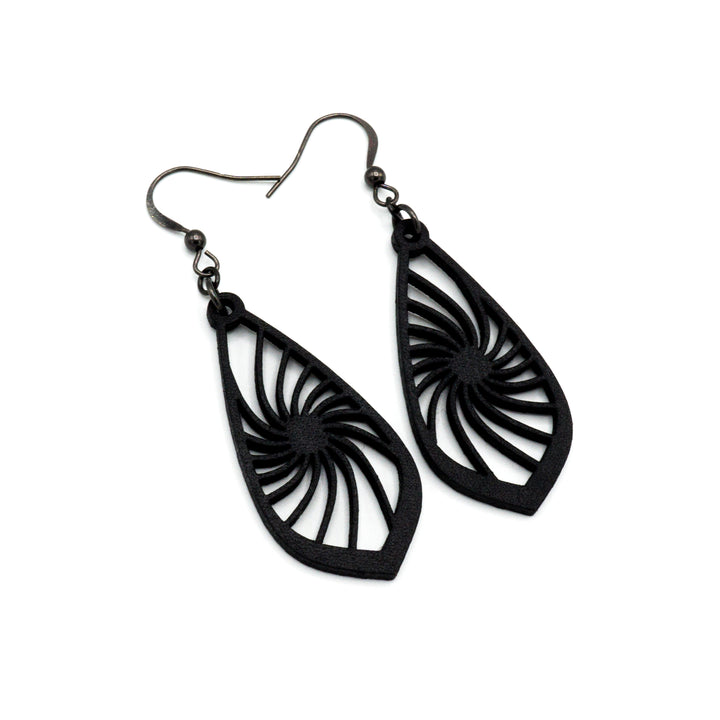 Gem Point 03 [S] // Leather Earrings - Black - LIGHT RAZOR DESIGN STUDIO