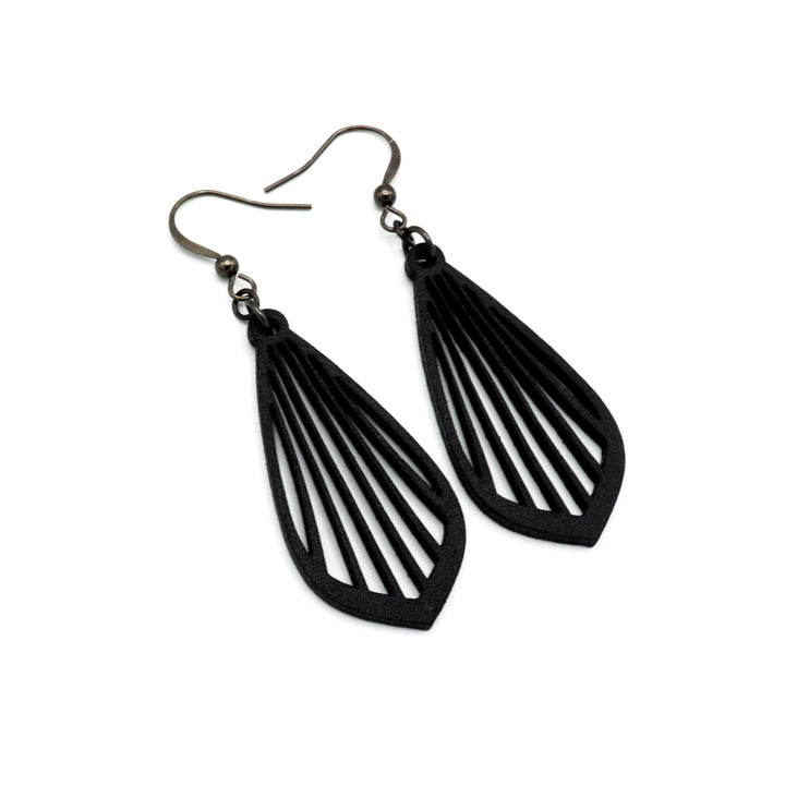 Gem Point 02 [S] // Leather Earrings - Black - LIGHT RAZOR DESIGN STUDIO