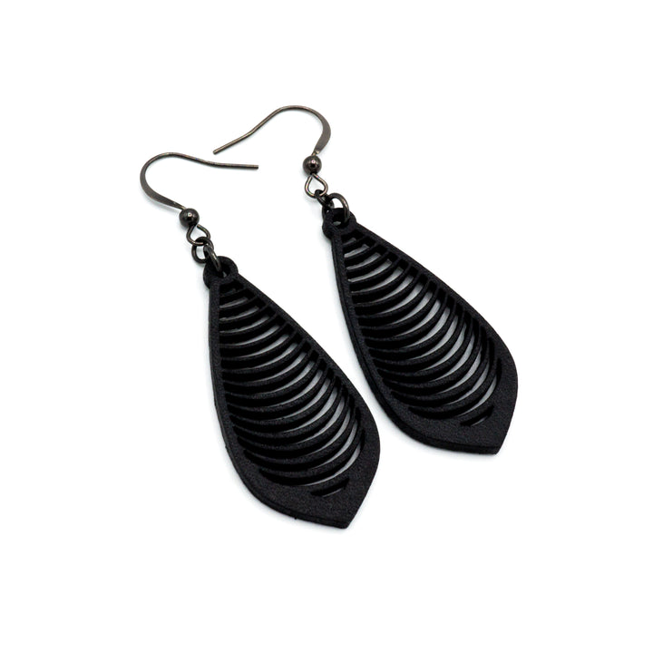 Gem Point 13 [S] // Leather Earrings - Black - LIGHT RAZOR DESIGN STUDIO
