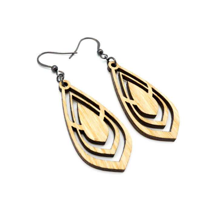 Gem Point 06 [S] // Wood Earrings - Ash - LIGHT RAZOR DESIGN STUDIO