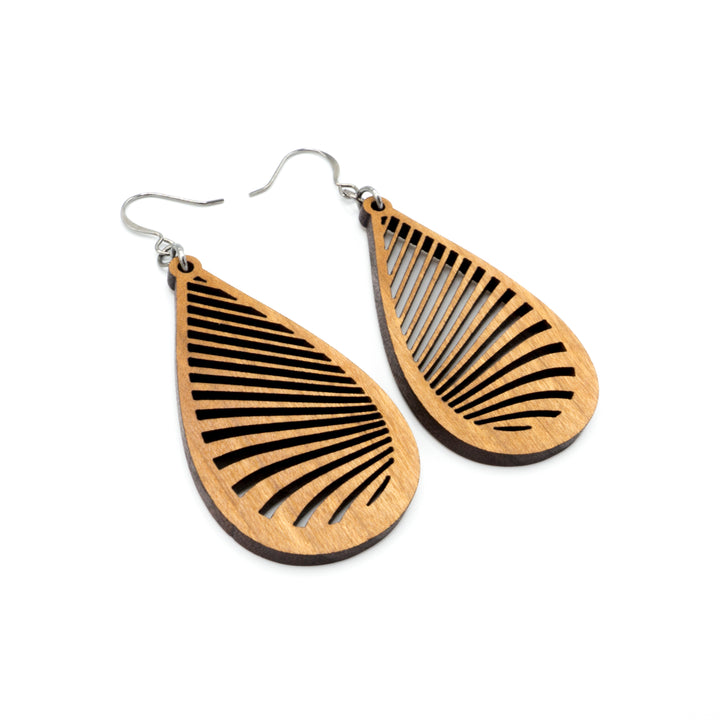 Drop 08 [S] // Wood Earrings - Cherry - LIGHT RAZOR DESIGN STUDIO