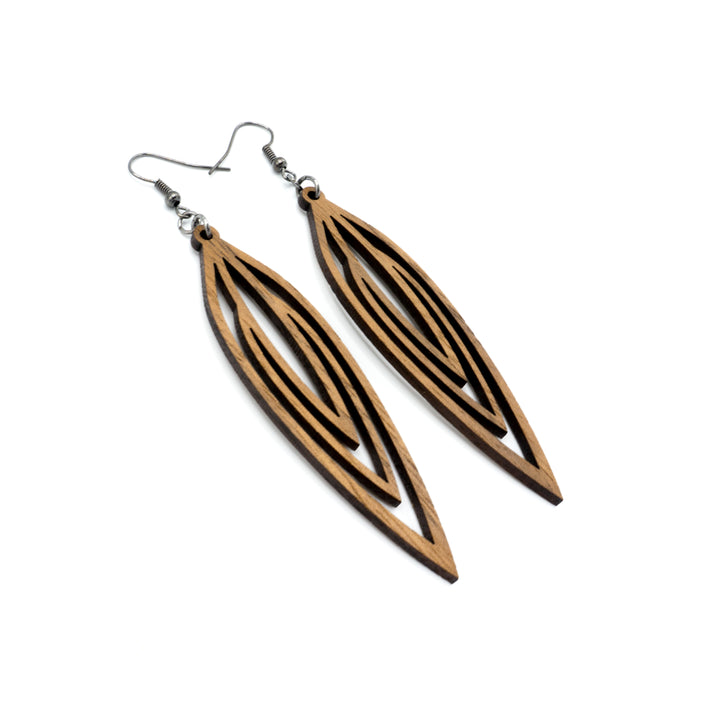 Totem 01 [L] // Wood Earrings - Walnut - LIGHT RAZOR DESIGN STUDIO