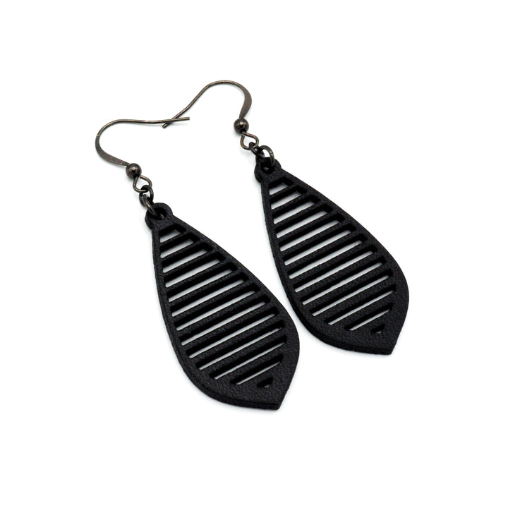 Gem Point 10 [S] // Leather Earrings - Black - LIGHT RAZOR DESIGN STUDIO