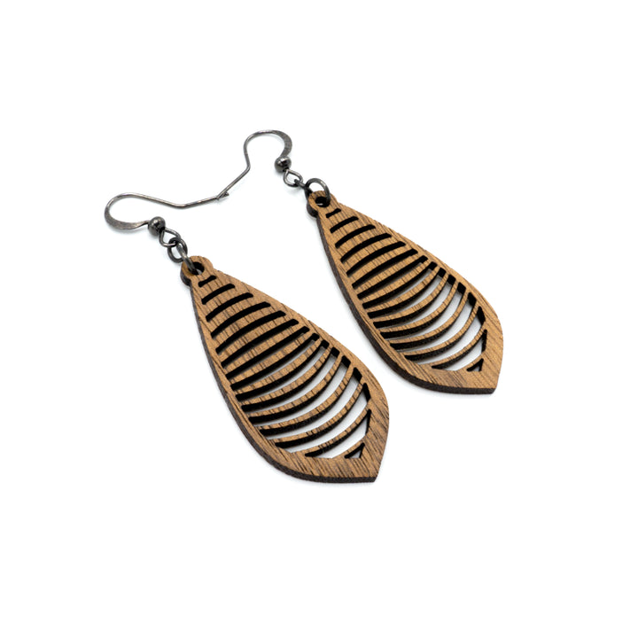 Gem Point 14 [S] // Wood Earrings - Walnut - LIGHT RAZOR DESIGN STUDIO