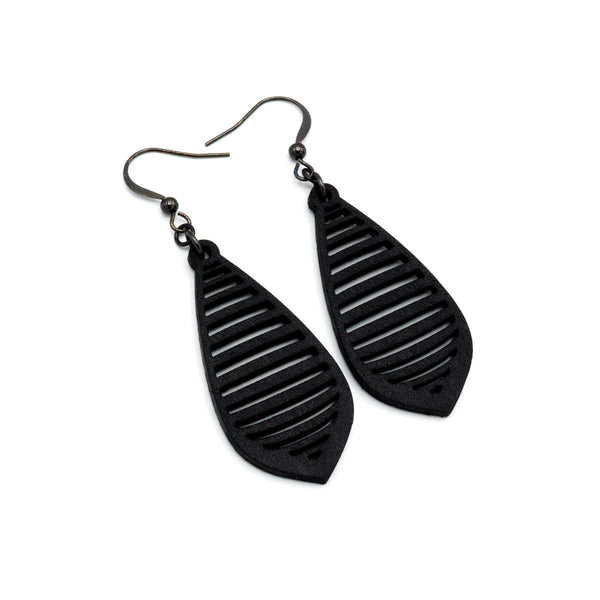 Gem Point 12 [S] // Leather Earrings - Black - LIGHT RAZOR DESIGN STUDIO