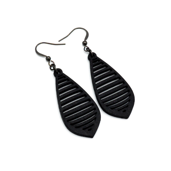 Gem Point 12 [S] // Leather Earrings - Black - LIGHT RAZOR DESIGN STUDIO