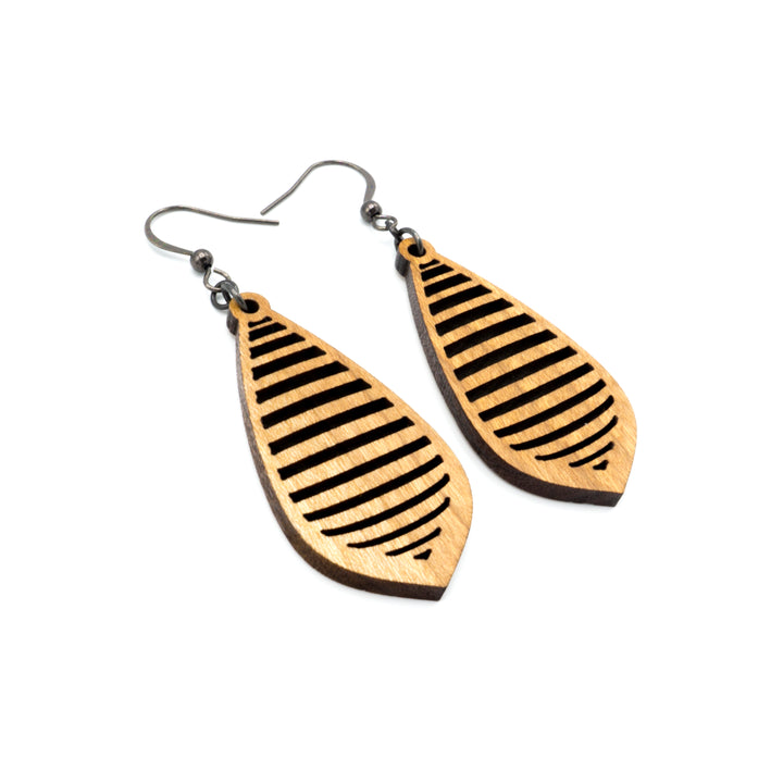 Gem Point 12 [S] // Wood Earrings - Cherry - LIGHT RAZOR DESIGN STUDIO