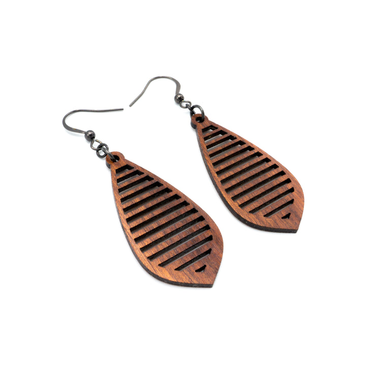 Gem Point 10 [S] // Wood Earrings - Sapele - LIGHT RAZOR DESIGN STUDIO