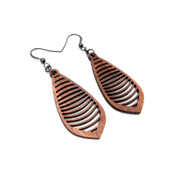 Gem Point 14 [S] // Wood Earrings - Sapele - LIGHT RAZOR DESIGN STUDIO