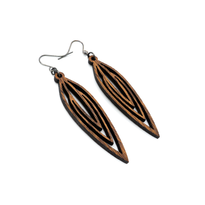 Totem 01 [S] // Wood Earrings - Walnut - LIGHT RAZOR DESIGN STUDIO