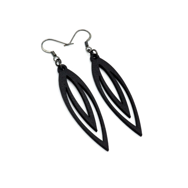 Totem 07 [S] // Leather Earrings - Black - LIGHT RAZOR DESIGN STUDIO