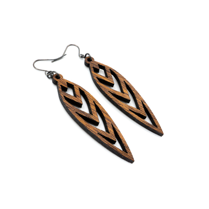 Totem 05 [S] // Wood Earrings - Walnut - LIGHT RAZOR DESIGN STUDIO
