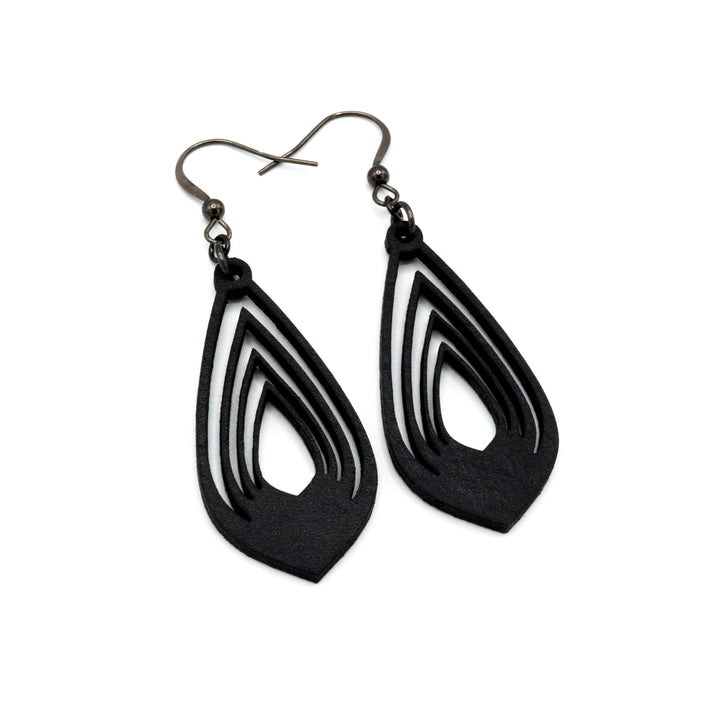Gem Point 08 [S] // Leather Earrings - Black - LIGHT RAZOR DESIGN STUDIO