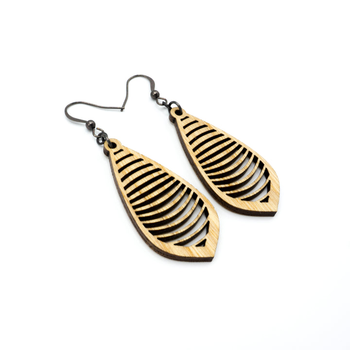 Gem Point 14 [S] // Wood Earrings - Ash - LIGHT RAZOR DESIGN STUDIO