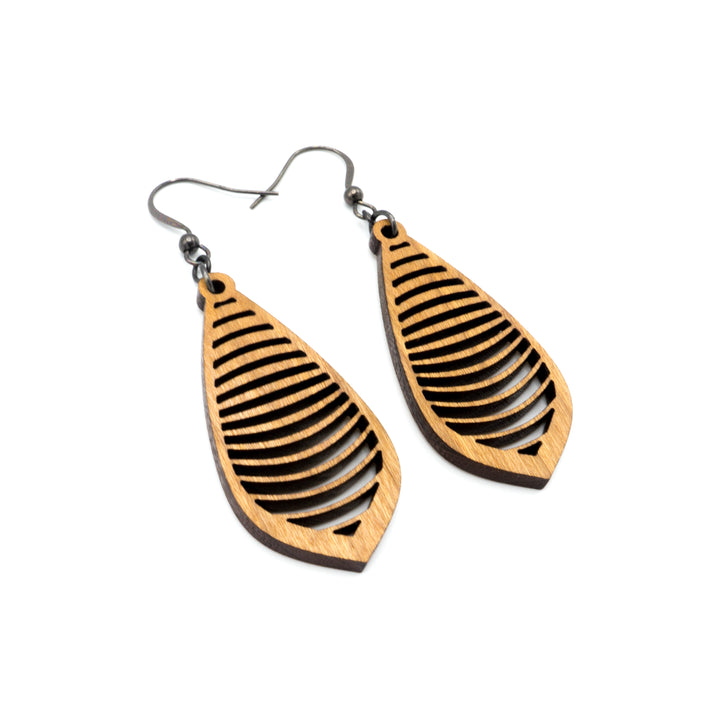 Gem Point 14 [S] // Wood Earrings - Cherry - LIGHT RAZOR DESIGN STUDIO