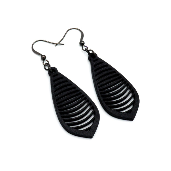 Gem Point 14 [S] // Leather Earrings - Black - LIGHT RAZOR DESIGN STUDIO