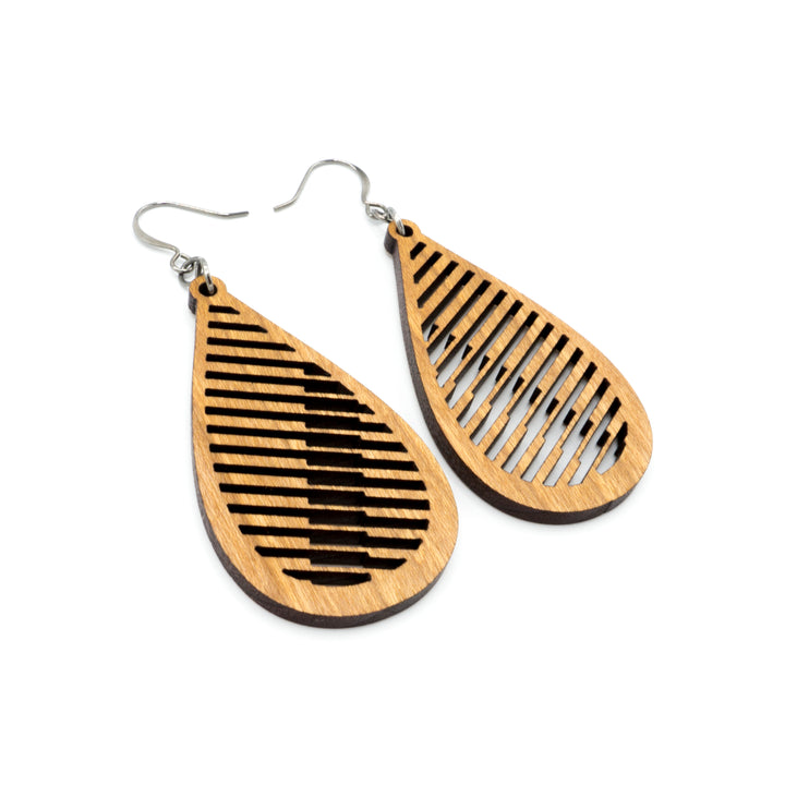 Drop 06 [S] // Wood Earrings - Cherry - LIGHT RAZOR DESIGN STUDIO