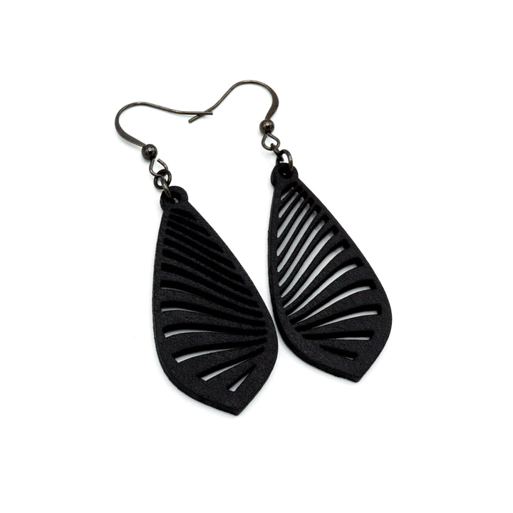 Gem Point 09 [S] // Leather Earrings - Black - LIGHT RAZOR DESIGN STUDIO