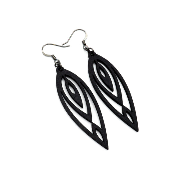 Totem 06 [S] // Leather Earrings - Black - LIGHT RAZOR DESIGN STUDIO