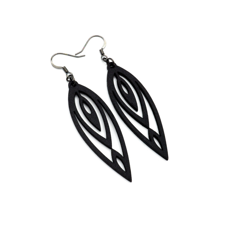 Totem 06 [S] // Leather Earrings - Black - LIGHT RAZOR DESIGN STUDIO