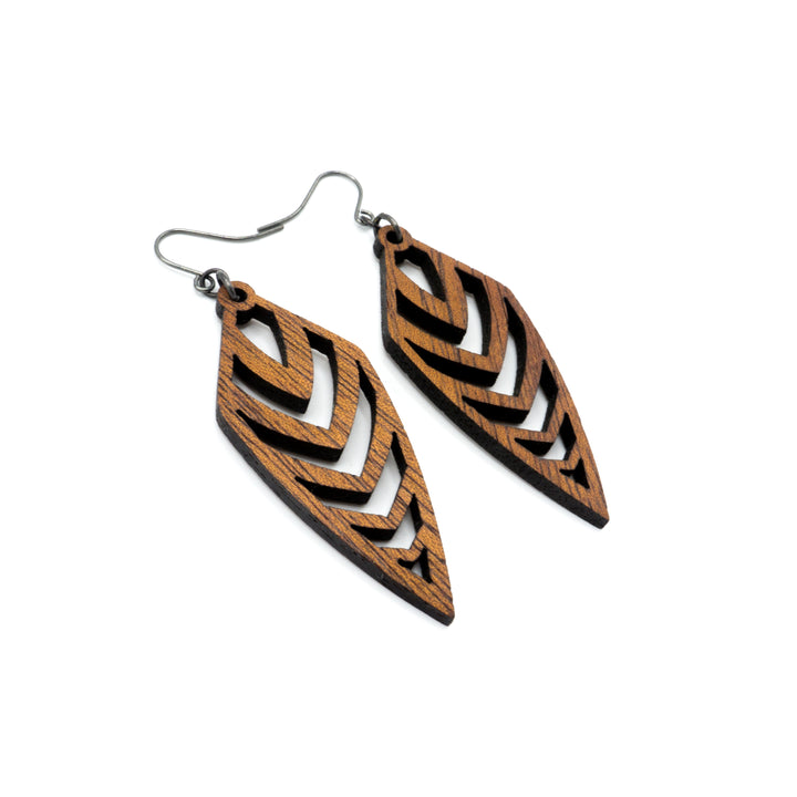 Arrowhead 03 [S] // Wood Earrings - Walnut - LIGHT RAZOR DESIGN STUDIO