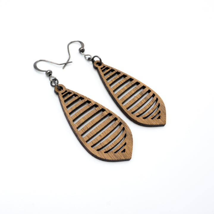 Gem Point 12 [S] // Wood Earrings - Walnut - LIGHT RAZOR DESIGN STUDIO