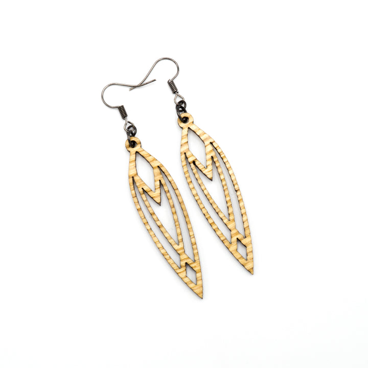 Totem 04 [S] // Wood Earrings - Ash - LIGHT RAZOR DESIGN STUDIO