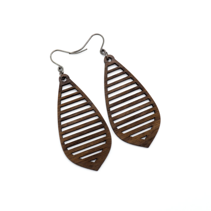 Gem Point 10 [M] // Wood Earrings - Walnut - LIGHT RAZOR DESIGN STUDIO