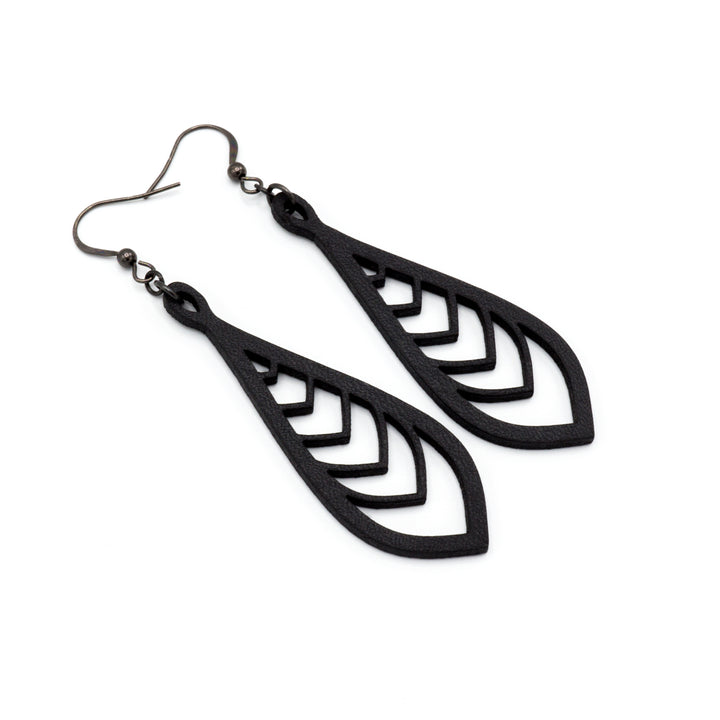 Saturā Variant 03 // Leather Earrings - Black - LIGHT RAZOR DESIGN STUDIO