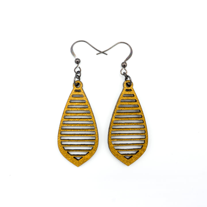 Gem Point 11 [S] // Leather Earrings - Gold - LIGHT RAZOR DESIGN STUDIO