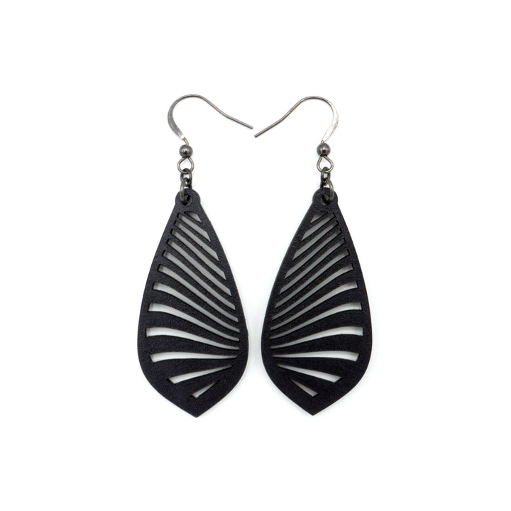 Gem Point 09 [M] // Leather Earrings - Black - LIGHT RAZOR DESIGN STUDIO