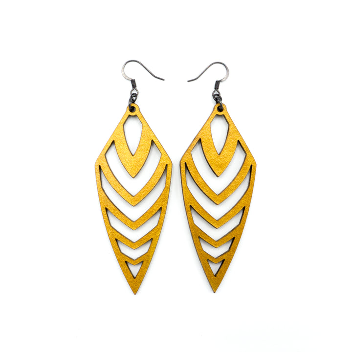 Arrowhead 03 [L] // Leather Earrings - Gold - LIGHT RAZOR DESIGN STUDIO