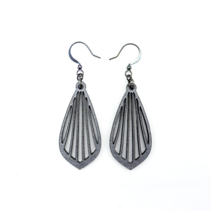Gem Point 02 [S] // Leather Earrings - Silver - LIGHT RAZOR DESIGN STUDIO