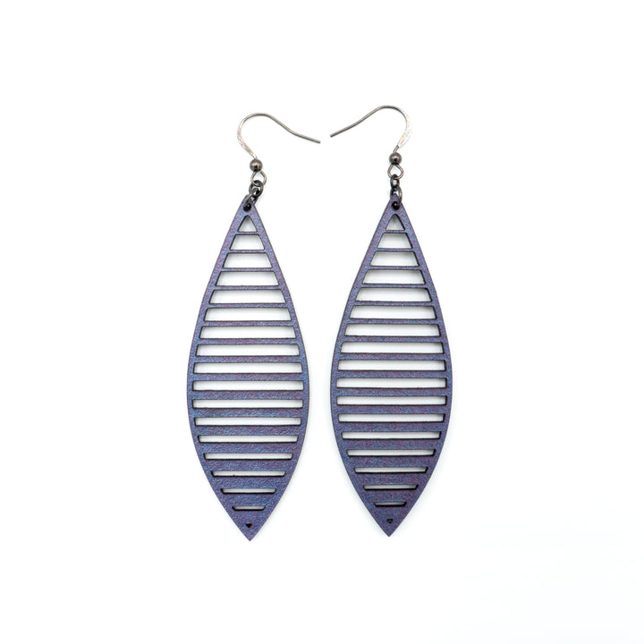 Terrabyte v.11_4 // Leather Earrings - Purple Pearl - LIGHT RAZOR DESIGN STUDIO