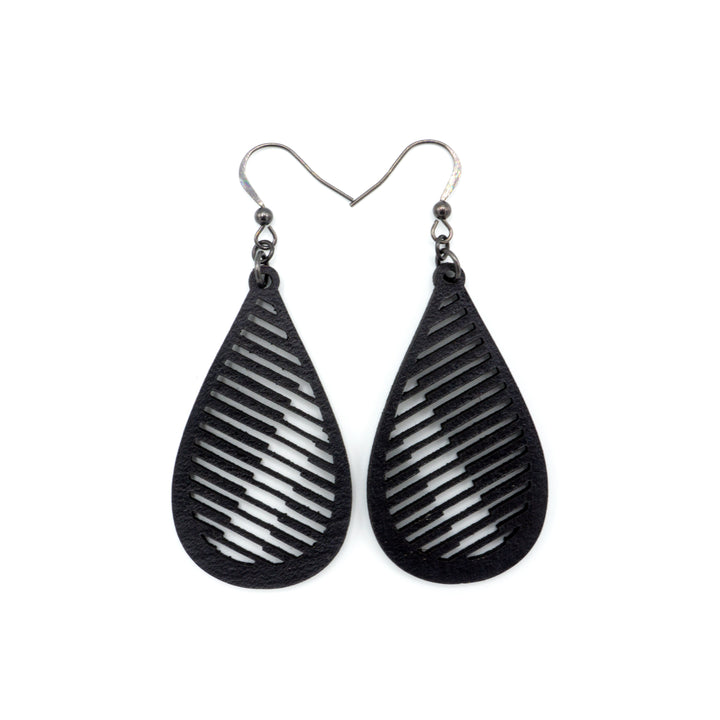 Drop 06 [S] // Leather Earrings - Black - LIGHT RAZOR DESIGN STUDIO