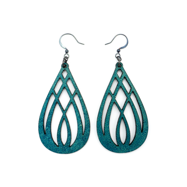 Drop 07 [L] // Leather Earrings - Turquoise - LIGHT RAZOR DESIGN STUDIO