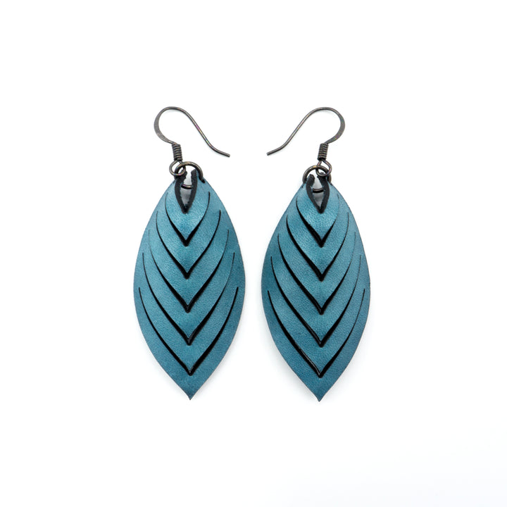 Terrabyte 14 [S] // Leather Earrings - Light Blue - LIGHT RAZOR DESIGN STUDIO