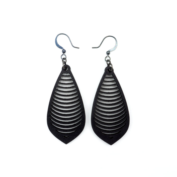Gem Point 13 [M] // Leather Earrings - Black - LIGHT RAZOR DESIGN STUDIO