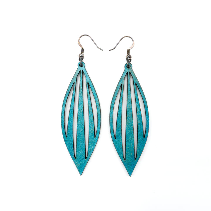 Petal 04 [L] // Leather Earrings - Turquoise Pearl - LIGHT RAZOR DESIGN STUDIO