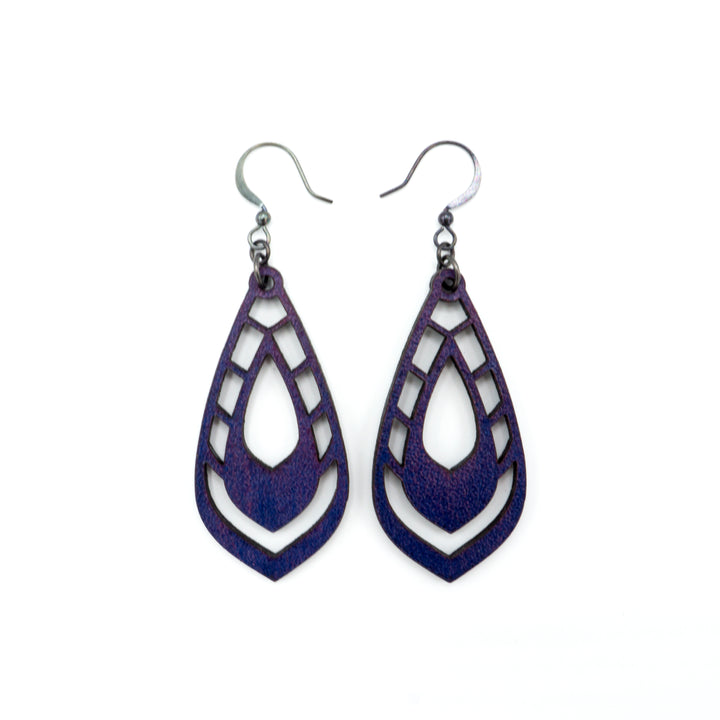 Gem Point 04 [M] // Leather Earrings - Purple - LIGHT RAZOR DESIGN STUDIO