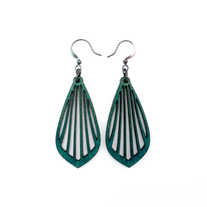 Gem Point 02 [M] // Leather Earrings - Turquoise - LIGHT RAZOR DESIGN STUDIO