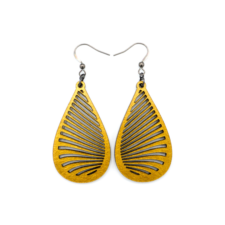 Drop 08 [S] // Leather Earrings - Gold - LIGHT RAZOR DESIGN STUDIO