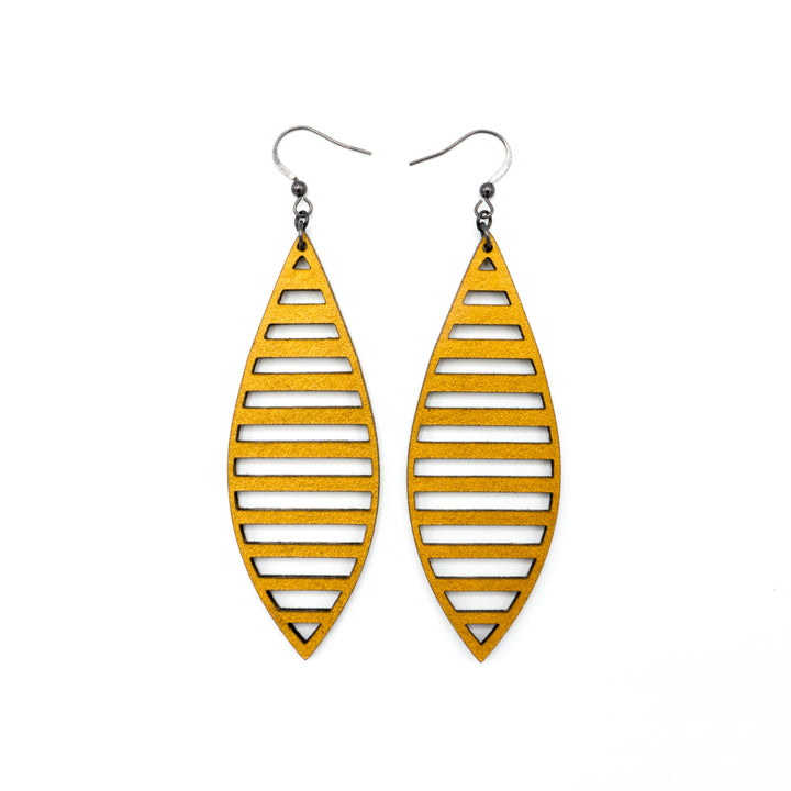 Terrabyte v.11_1 // Leather Earrings - Gold - LIGHT RAZOR DESIGN STUDIO
