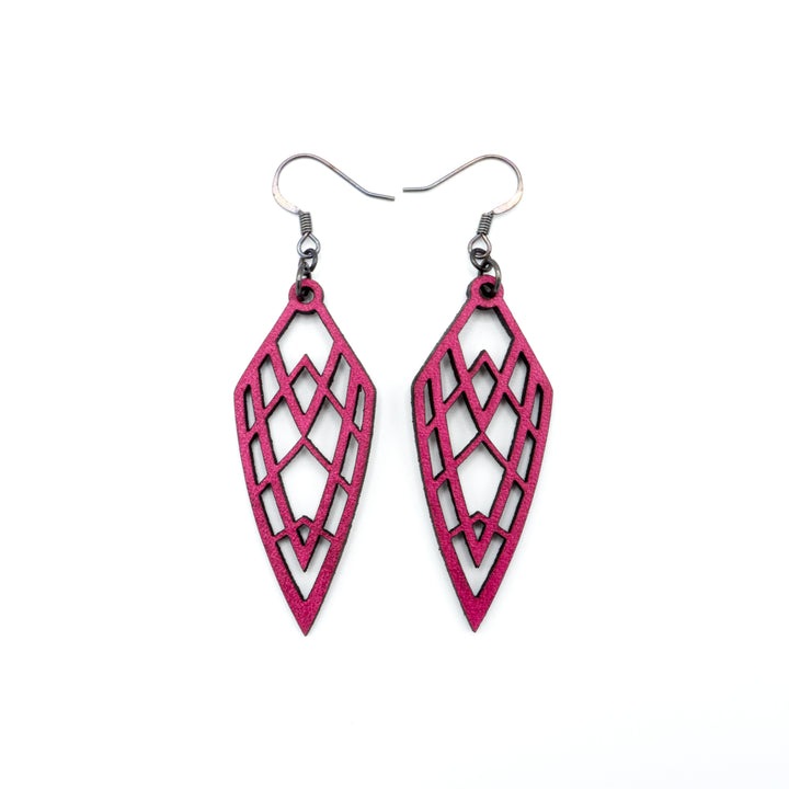 Arrowhead 01 [S] // Leather Earrings - Fuchsia - LIGHT RAZOR DESIGN STUDIO