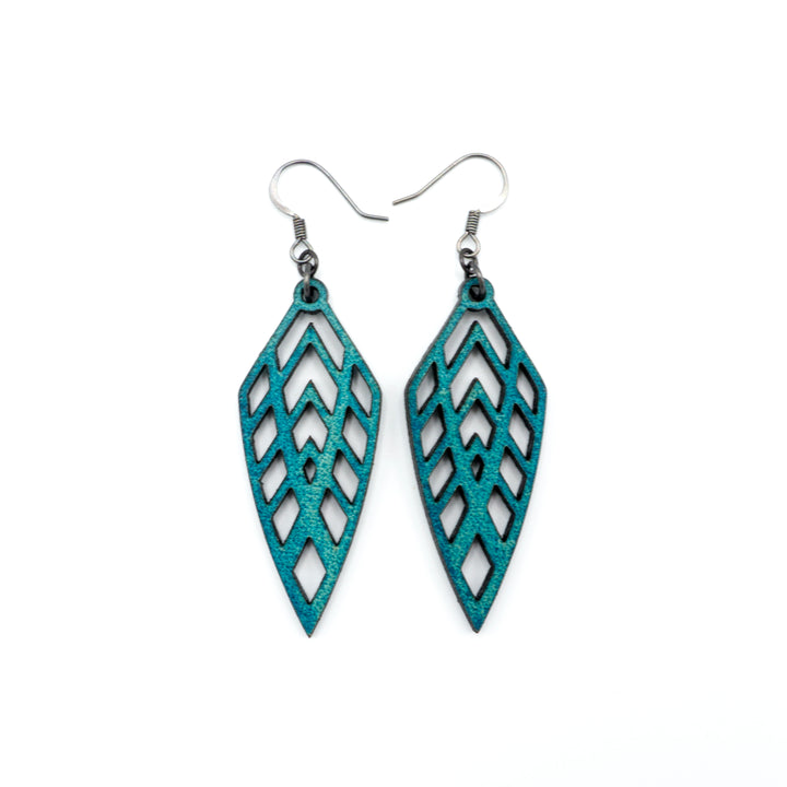 Arrowhead 02 [S] // Leather Earrings - Turquoise - LIGHT RAZOR DESIGN STUDIO