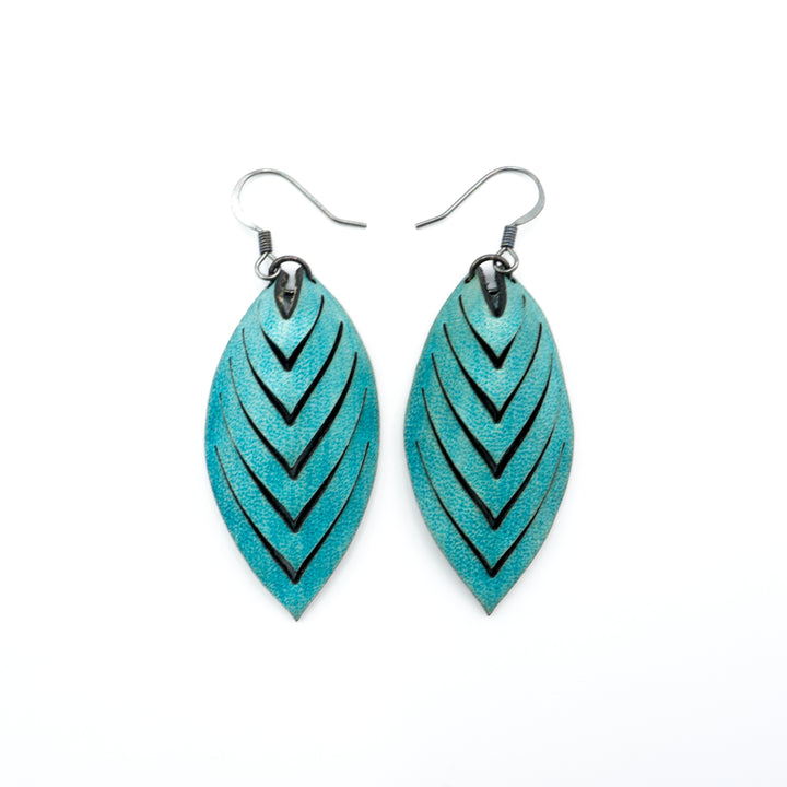 Terrabyte 14 [S] // Leather Earrings - Light Turquoise - LIGHT RAZOR DESIGN STUDIO