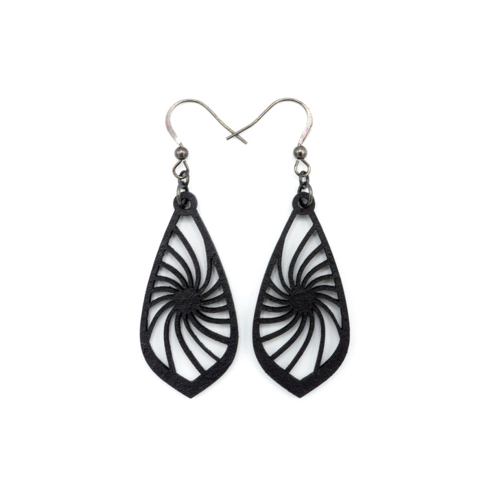 Gem Point 03 [S] // Leather Earrings - Black - LIGHT RAZOR DESIGN STUDIO