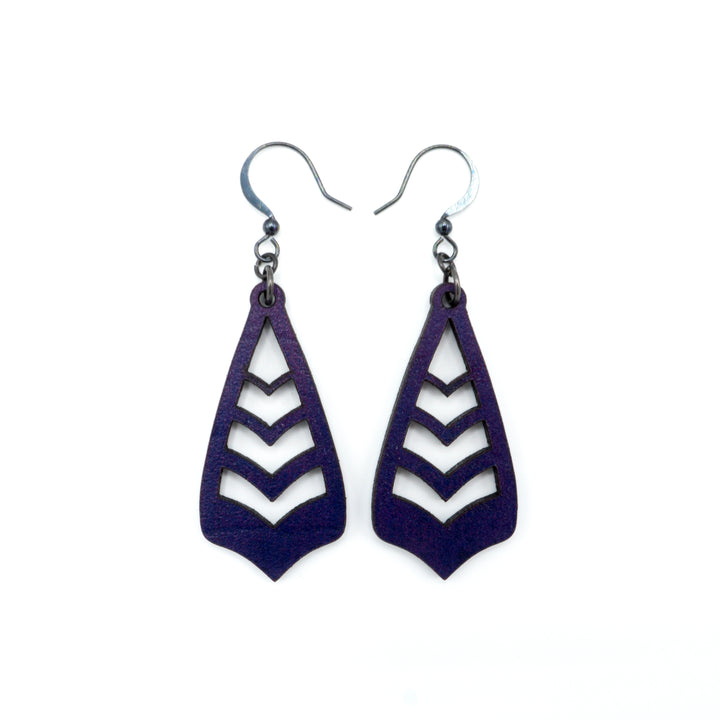 Totem 09 [S] // Leather Earrings - Purple - LIGHT RAZOR DESIGN STUDIO